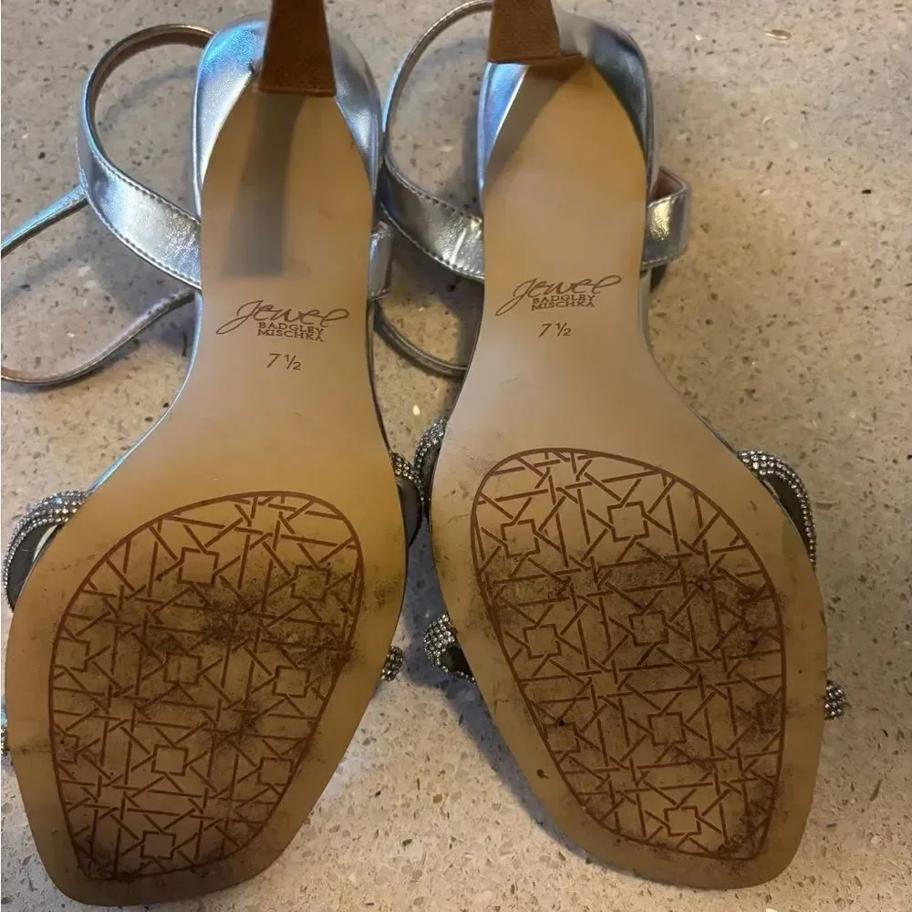 Silver Strappy Heeled Sandals